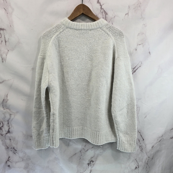 Zara Sweater Womens Small White Wool Alpaca Crew Boxy Oversized Chunky - Picture 5 of 12